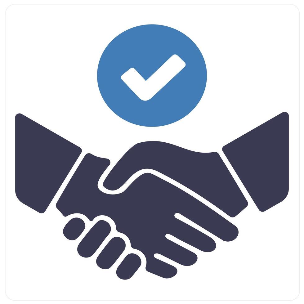 Agreement and deal icon concept in blue filled color vector