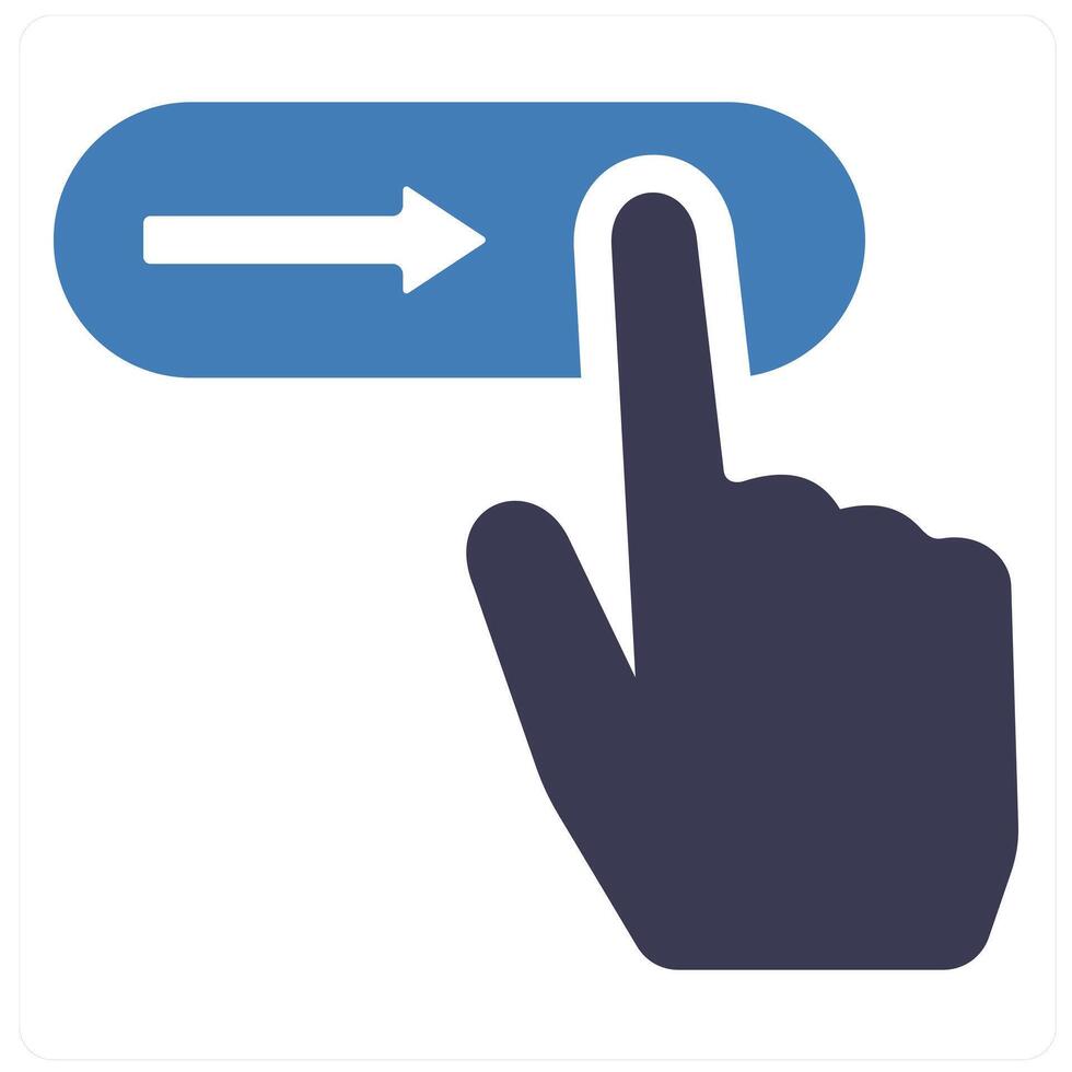 Slide Gesture and hand icon concept in blue filled color vector