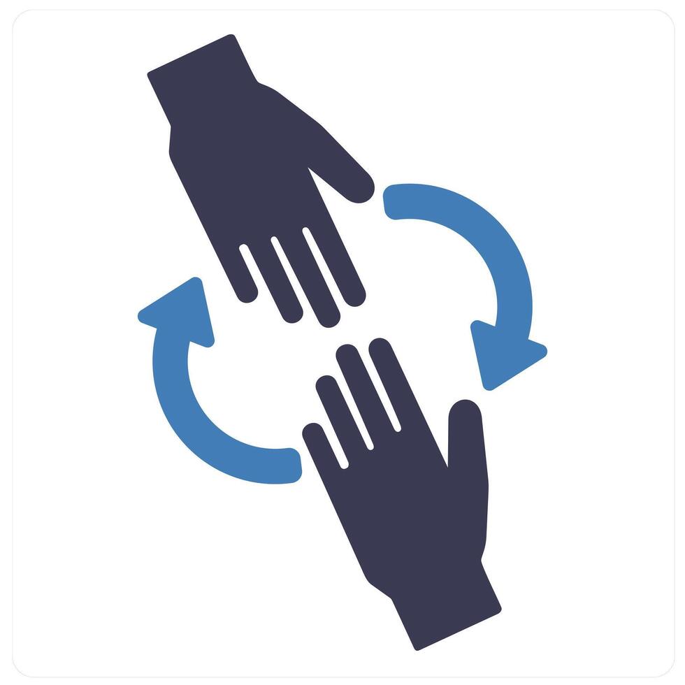 Help and solidarity icon concept in blue filled color vector