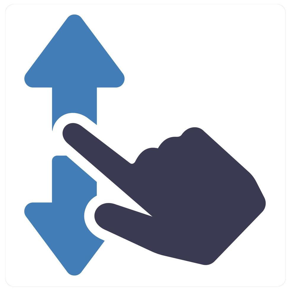 Scroll and hand icon concept in blue filled color vector