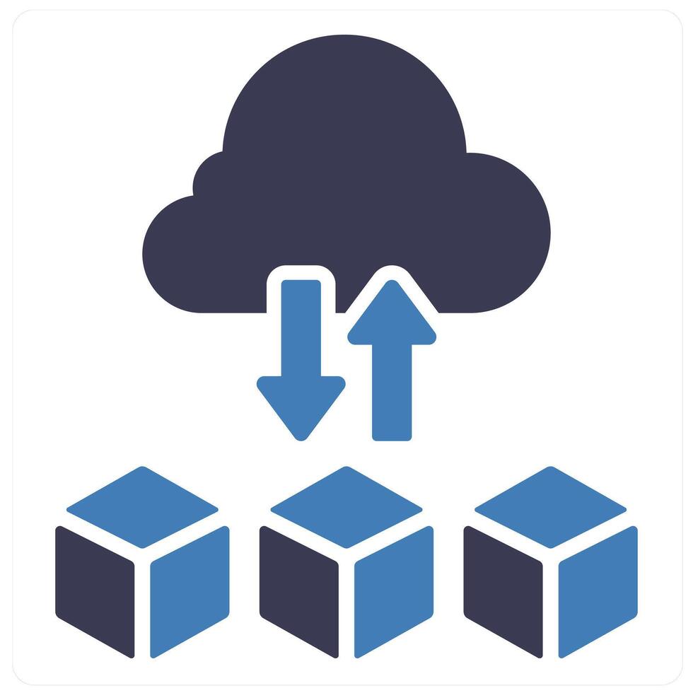 Cloud computing and cloud icon concept in blue filled color vector