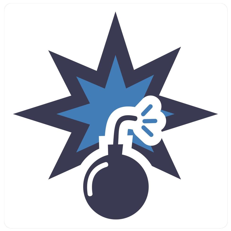 Bomb icon concept in blue filled color vector