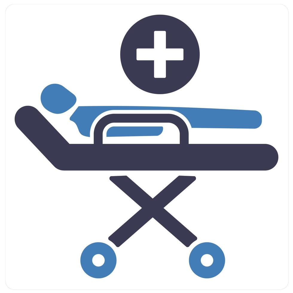 Patient and bad icon concept in blue filled color vector