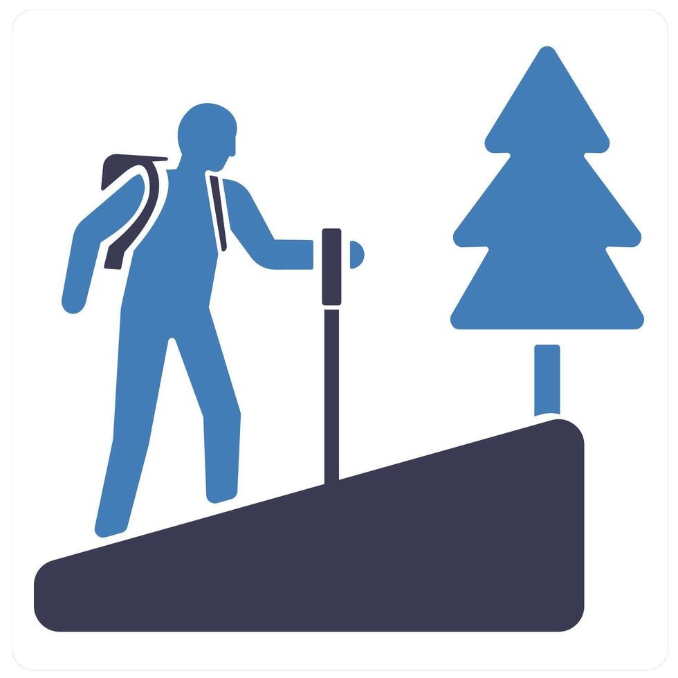 Hiking and hike icon concept in blue filled color vector