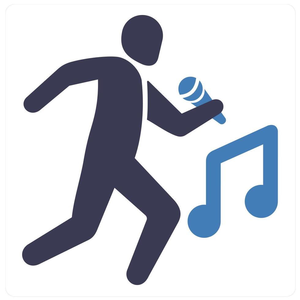 Singing and man icon concept in blue filled color vector