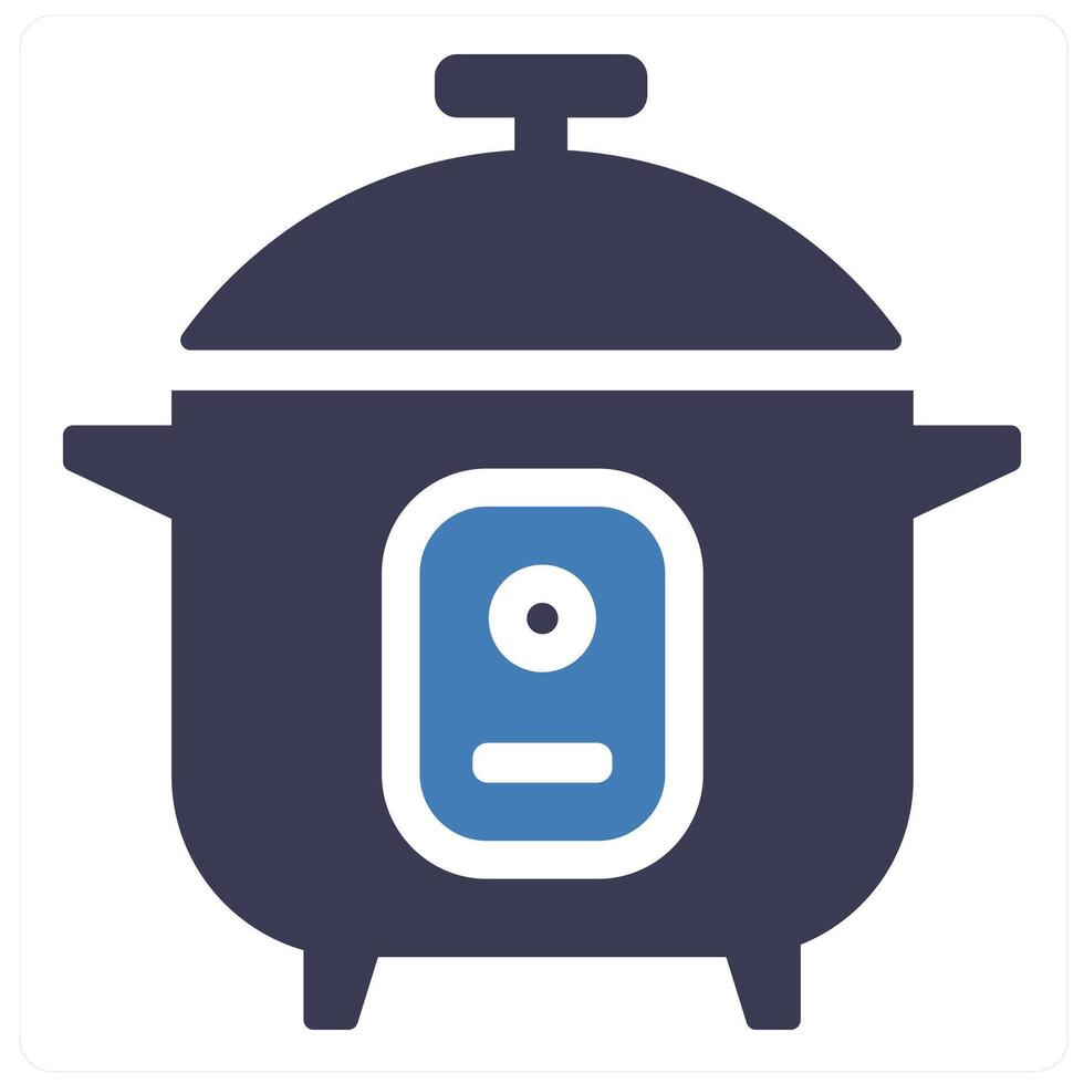 Rice Cooker and food icon concept in blue filled color vector