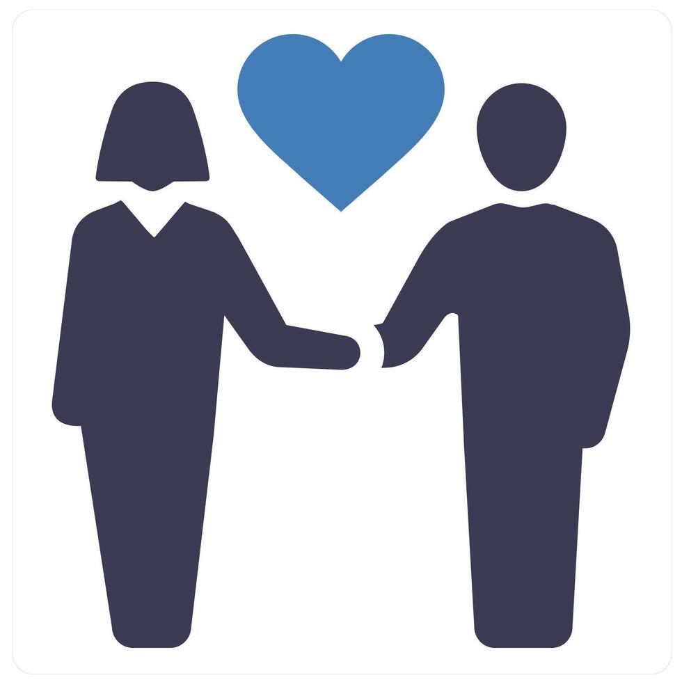 Couple and lovely couple icon concept in blue filled color vector