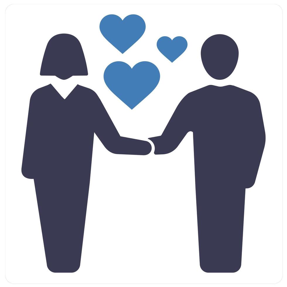 Declaration and couple icon concept in blue filled color vector