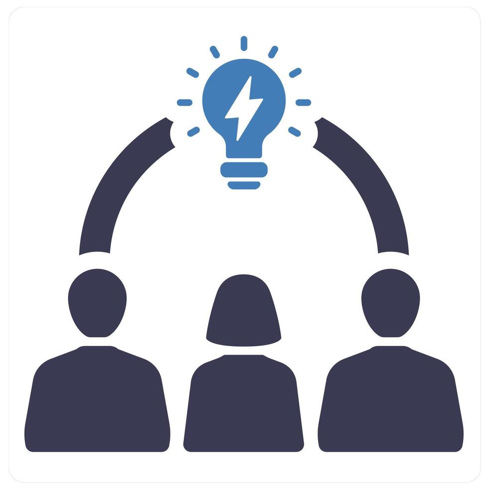 Brainstorming and idea icon concept in blue filled color vector