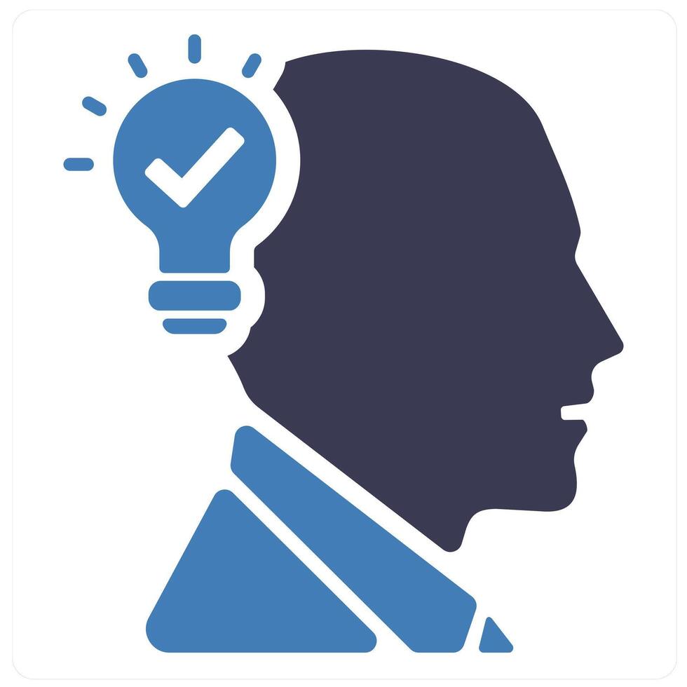 Head Idea and idea icon concept in blue filled color vector