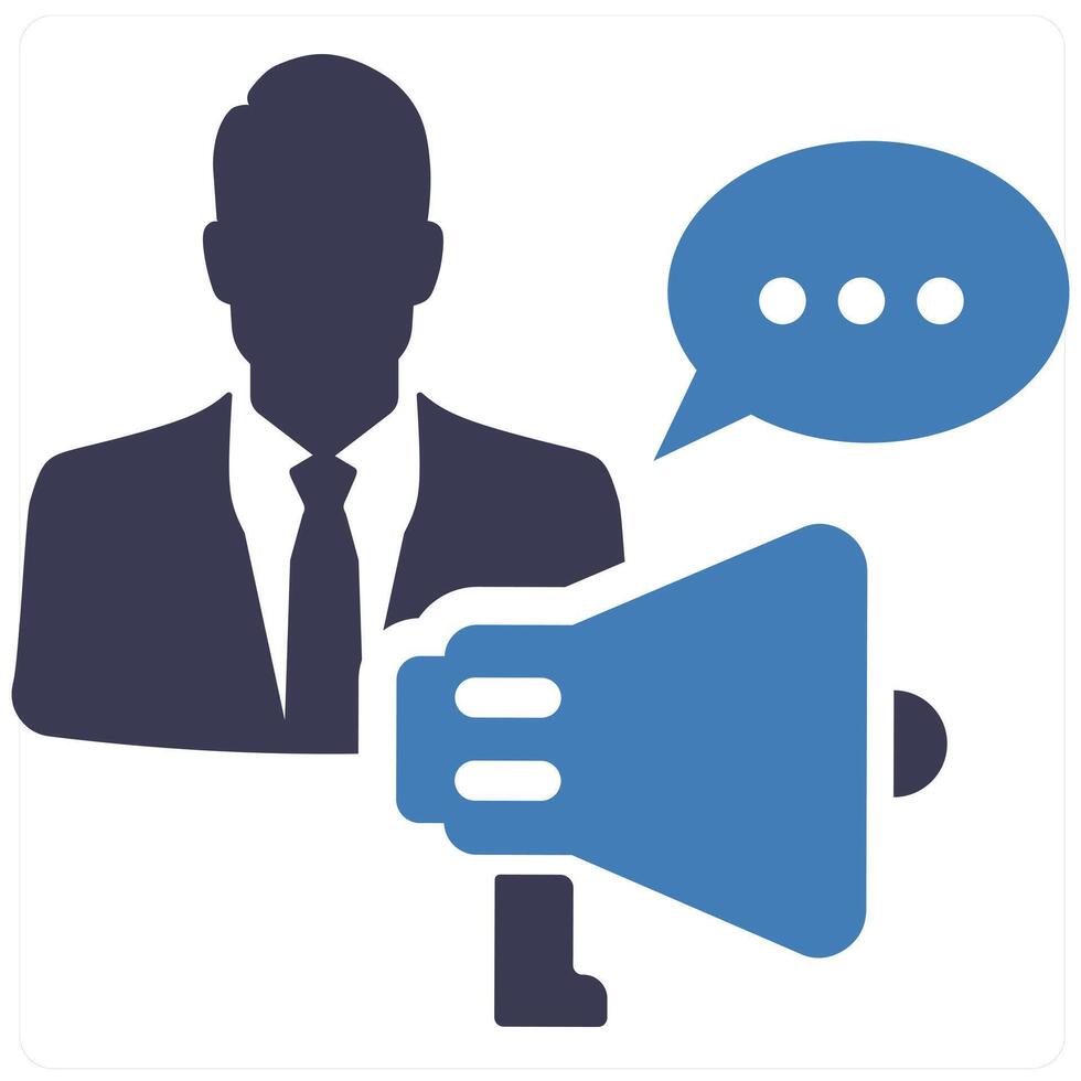 Promotion and advertise icon concept in blue filled color vector