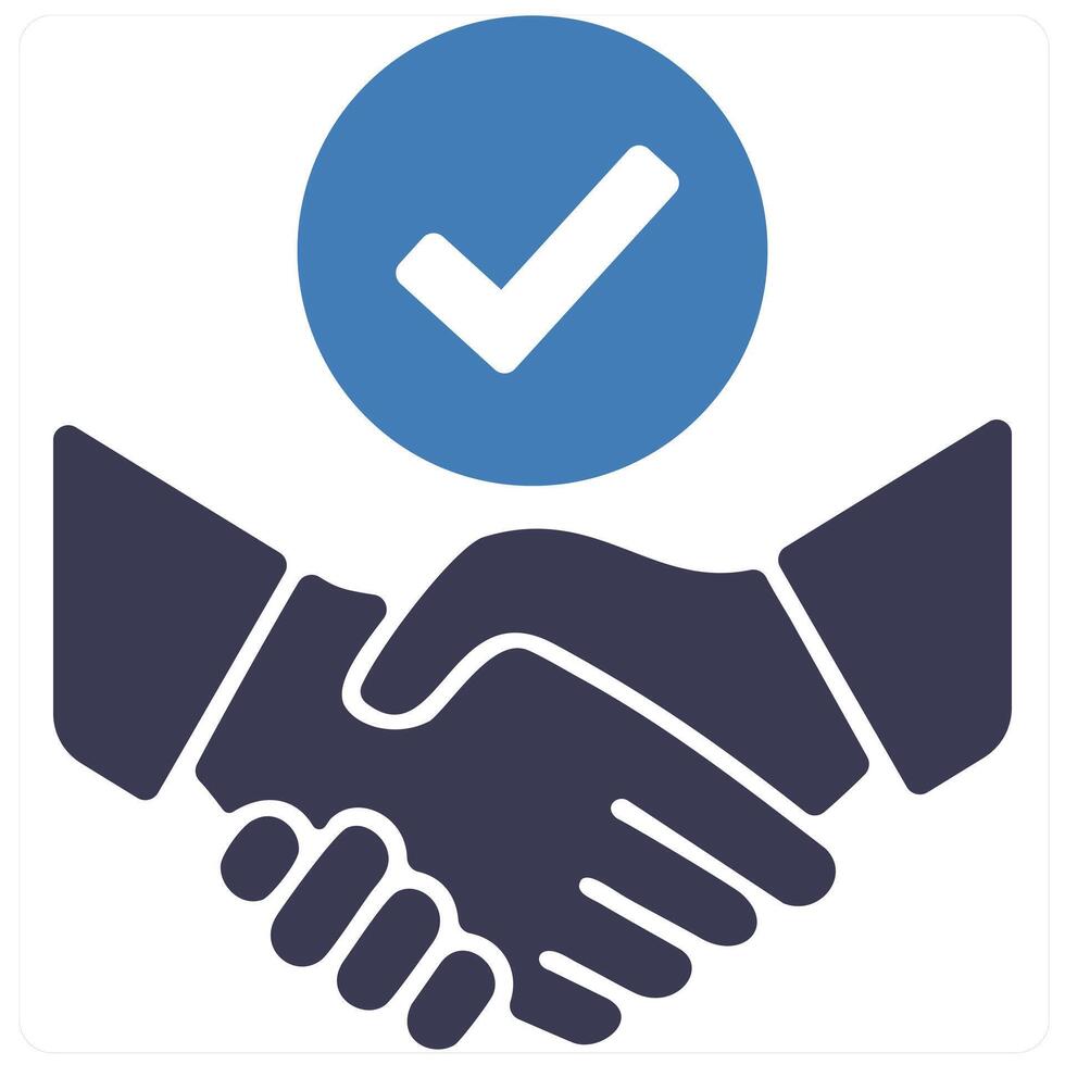 Partnership and deal icon concept in blue filled color vector