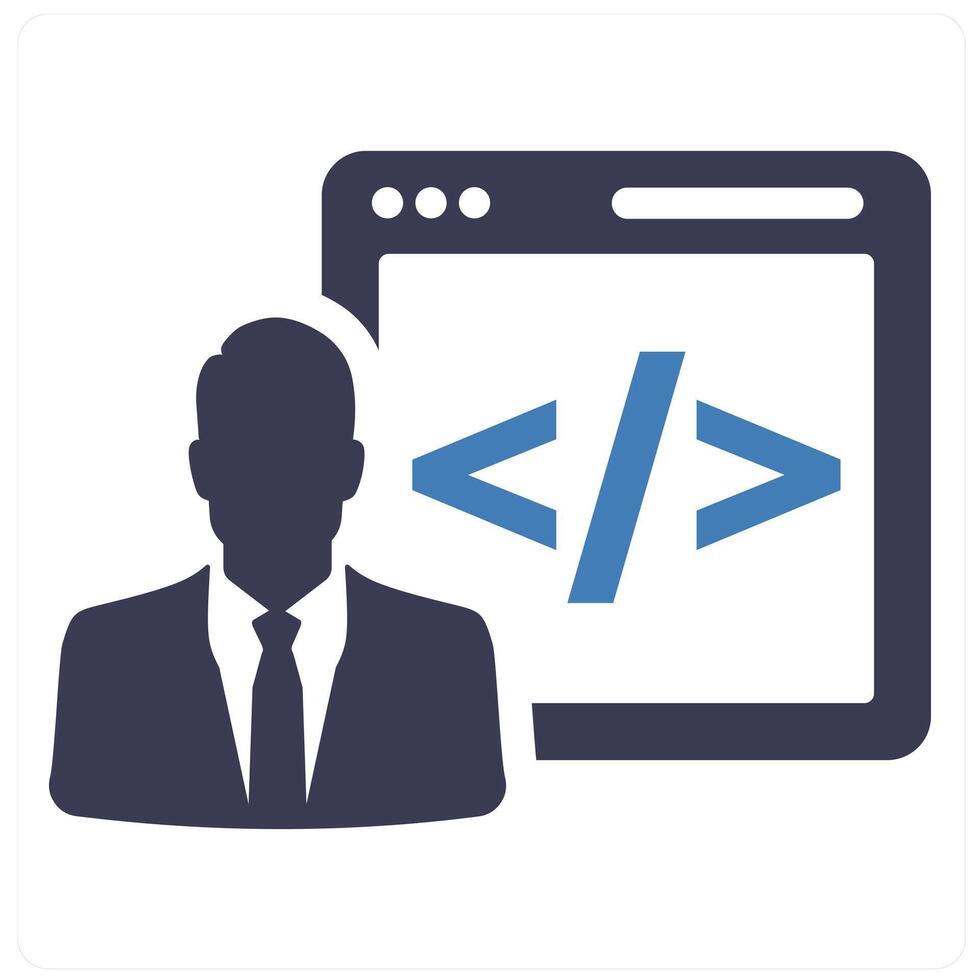 Developer and code icon concept in blue filled color vector