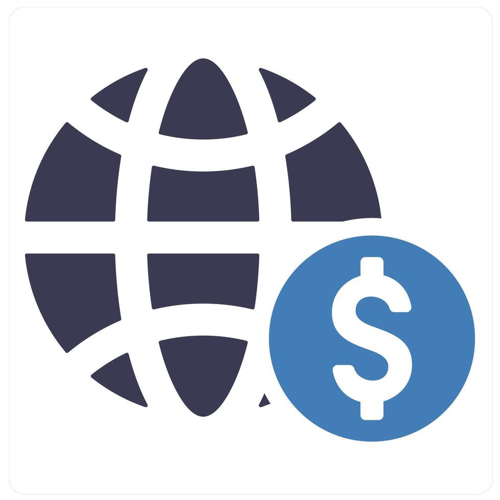 Global Economy and business icon concept in blue filled color vector