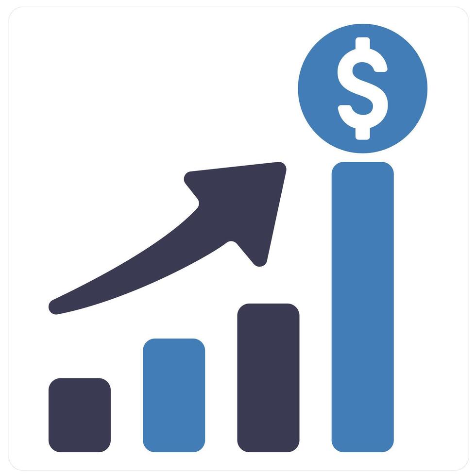 Yield and stock icon concept in blue filled color vector