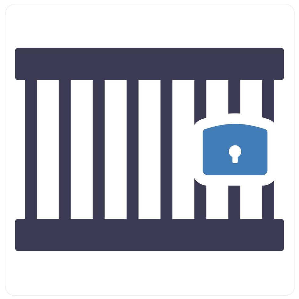 Jail and prison icon concept in blue filled color vector