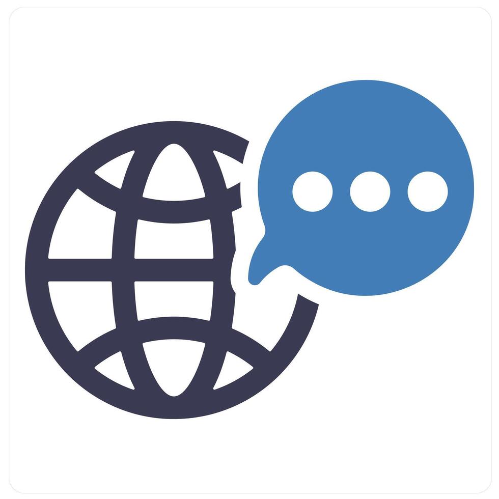 Language Skills and chatting icon concept in blue filled color vector