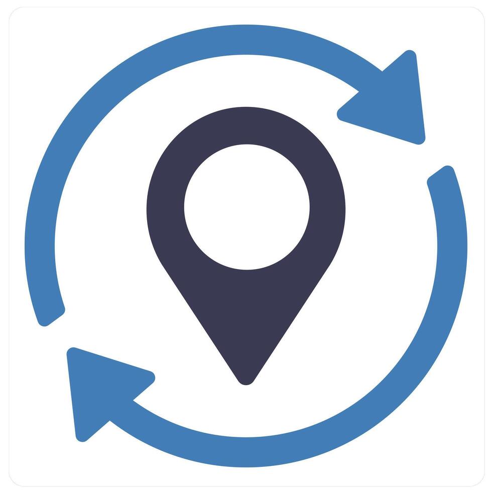 Change Location and map icon concept in blue filled color vector