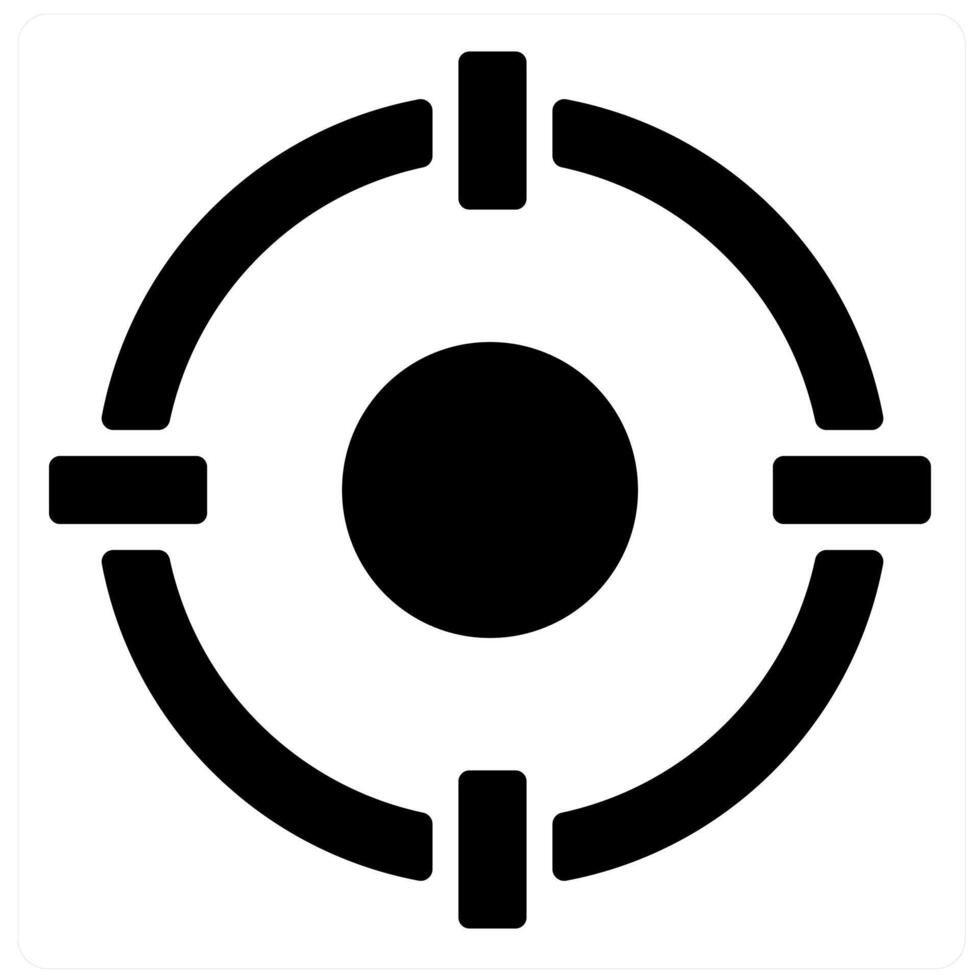 Target and map icon concept in black filled color vector