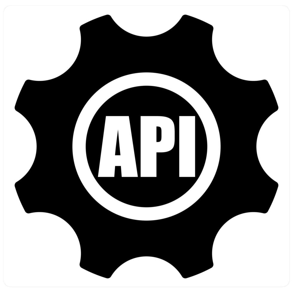 API Interface and interface icon concept in black filled color vector