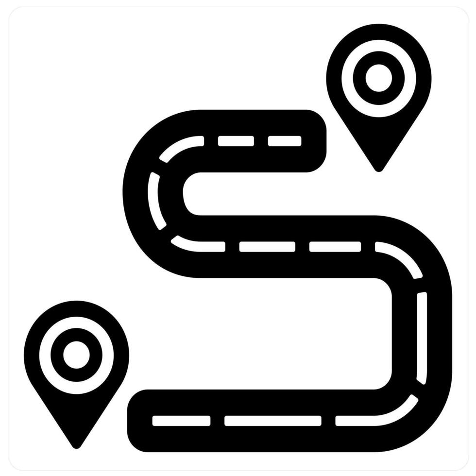 Distance and location icon concept in black filled color vector