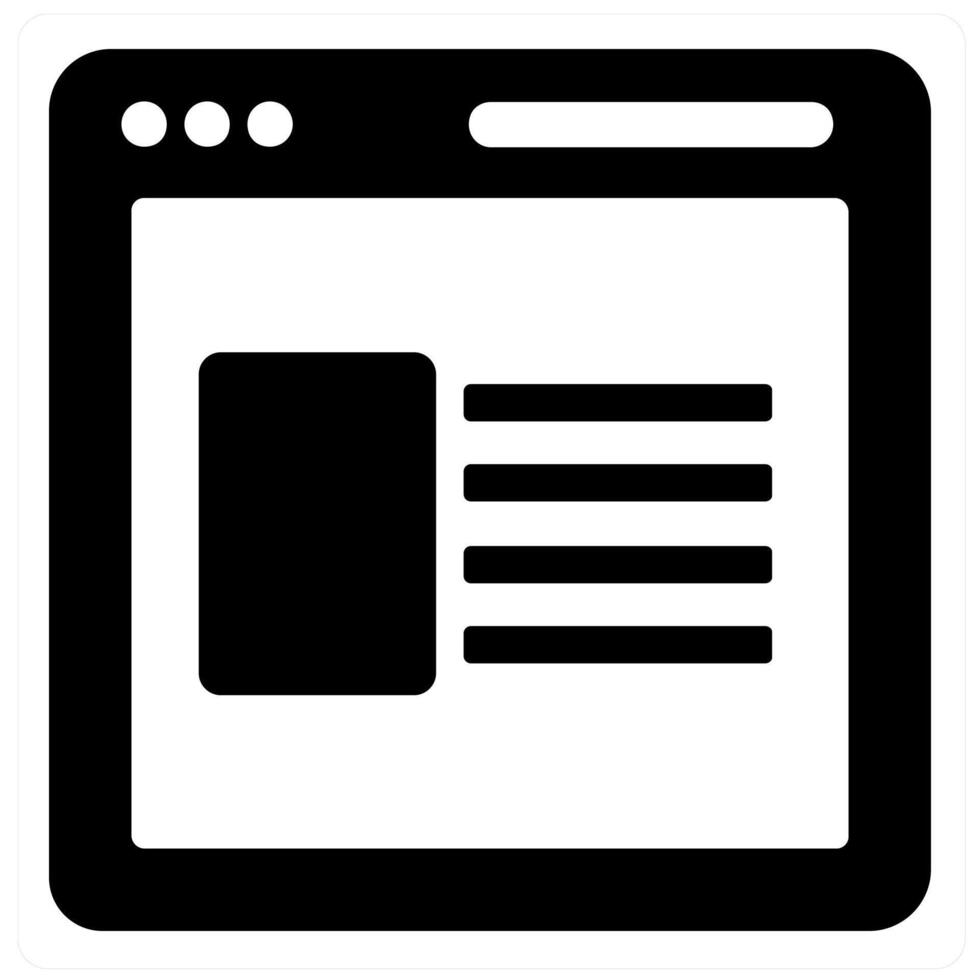 Website and webpage icon concept in black filled color vector