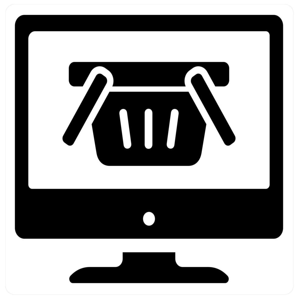 Online Shop and ecommerce icon concept in black filled color vector