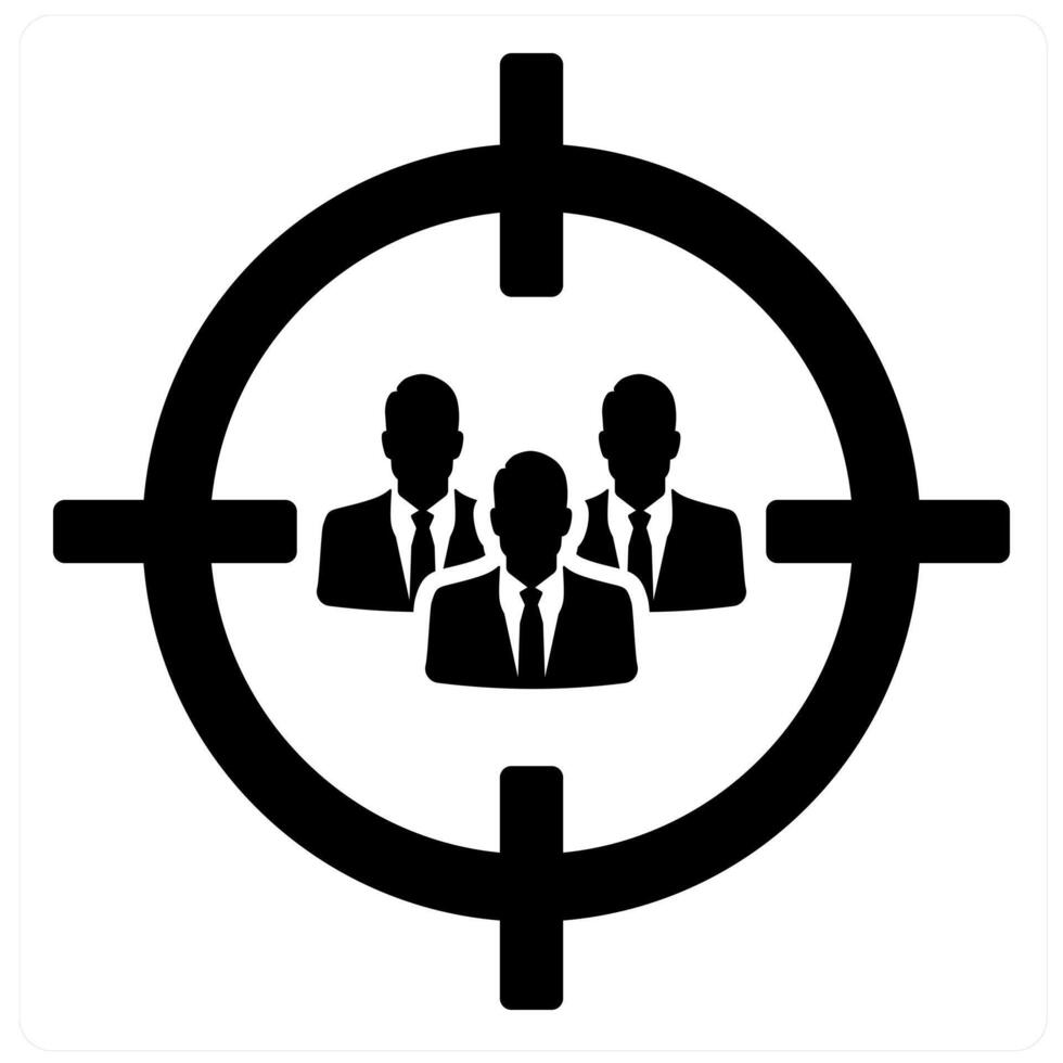 Target Audience and target icon concept in black filled color vector