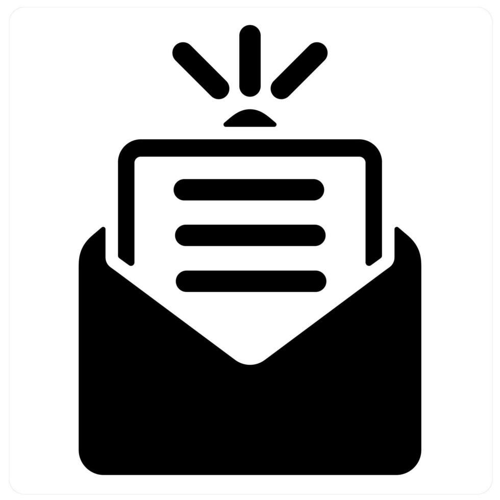 Newsletter and email icon concept in black filled color vector