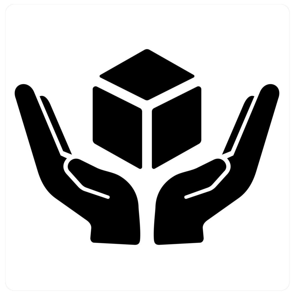 Product and parcel icon concept in black filled color vector