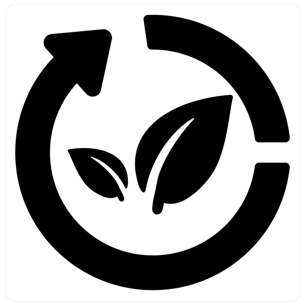 Sustainability and environment icon concept in black filled color vector
