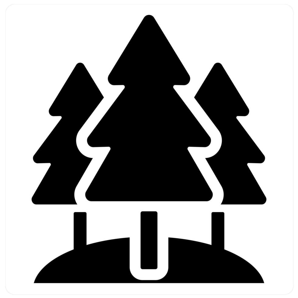 Forest and evergreen icon concept in black filled color vector