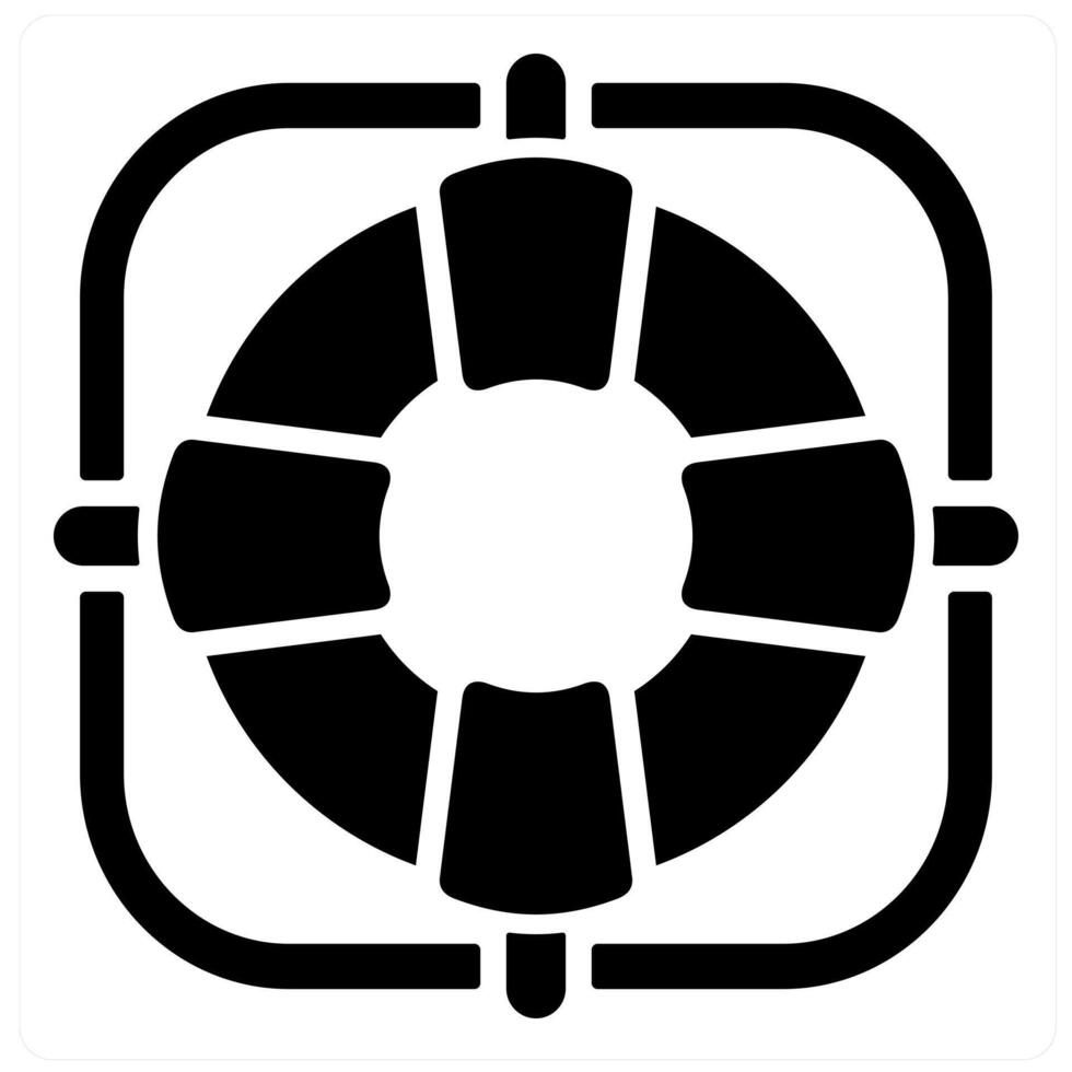 Lifebuoy and life saver icon concept in black filled color vector