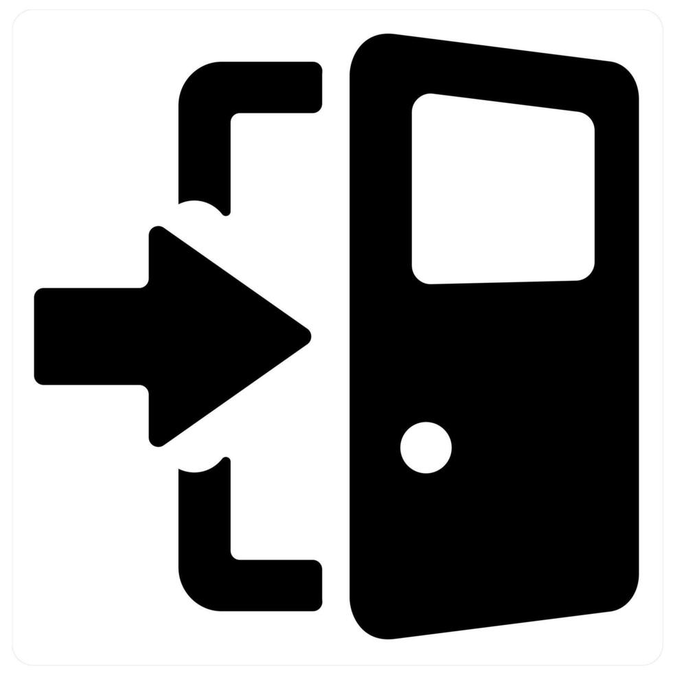 Exit and exit door icon concept in black filled color vector