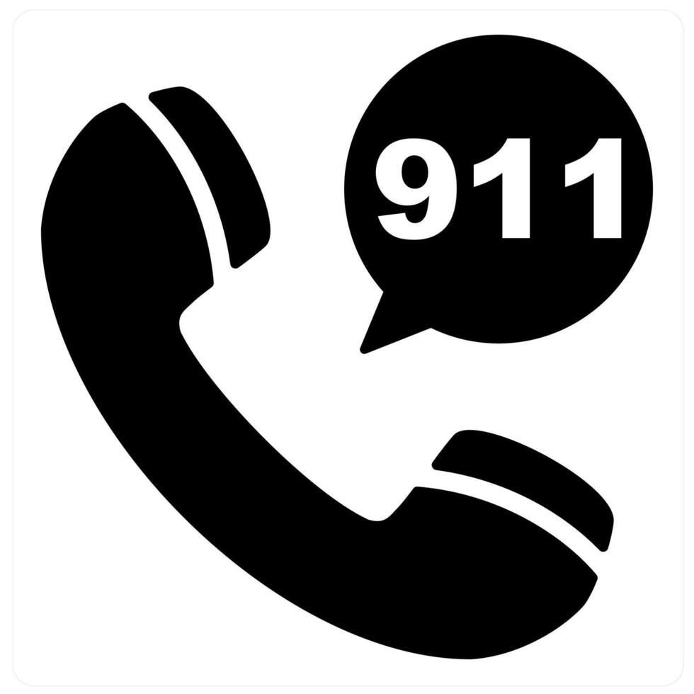 911 and emergency icon concept in black filled color vector