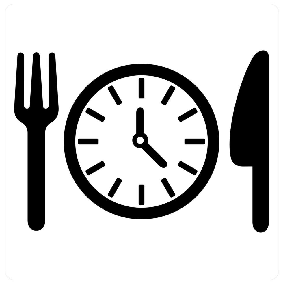 Meal Breaks and food icon concept in black filled color vector