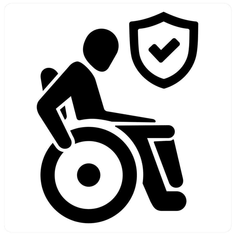 Disability Insurance and insurance icon concept in black filled color vector