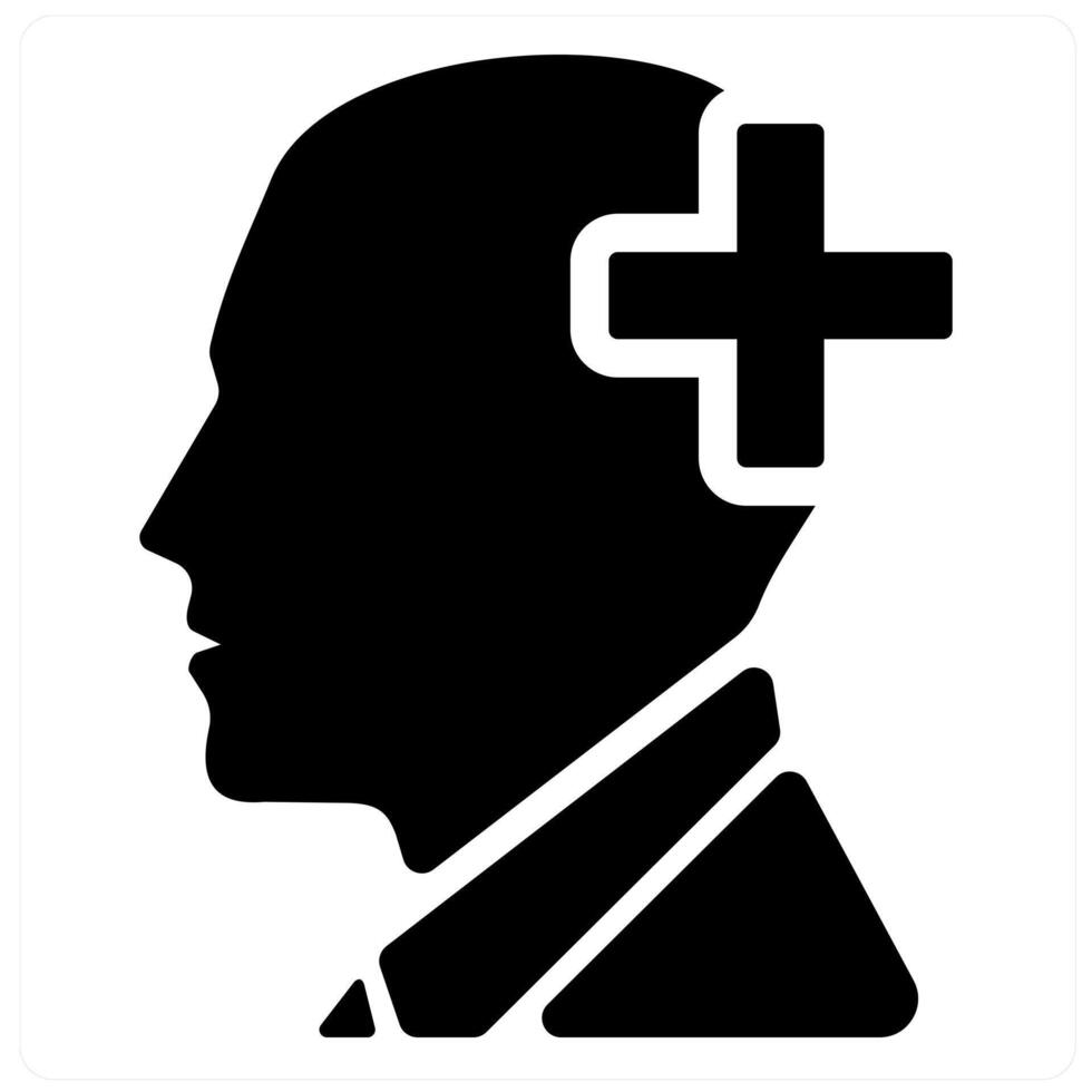 Mental Health and brain icon concept in black filled color vector