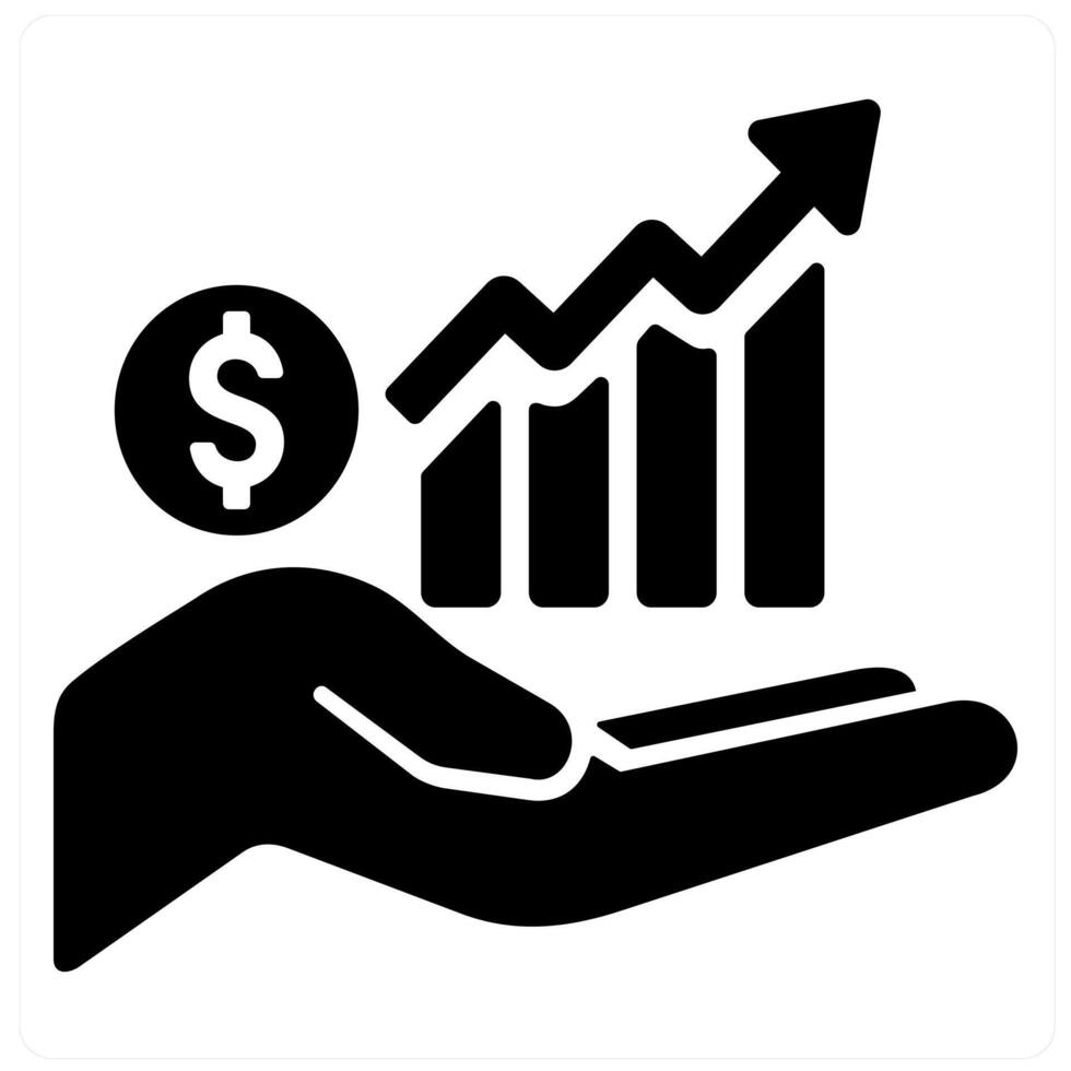 Increase Revenue icon concept in black filled color vector