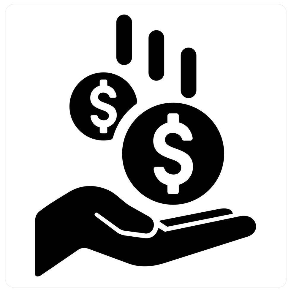 Earnings icon concept in black filled color vector