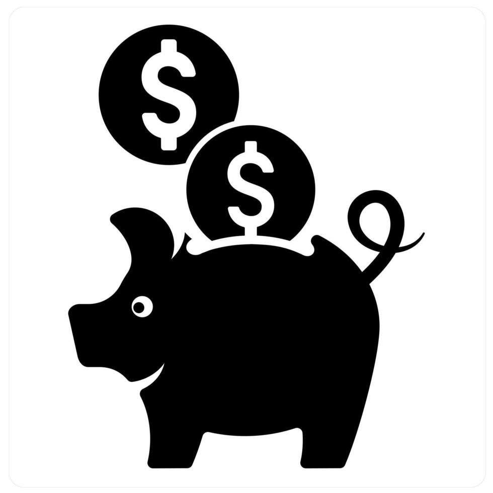 Piggy Bank icon concept in black filled color vector
