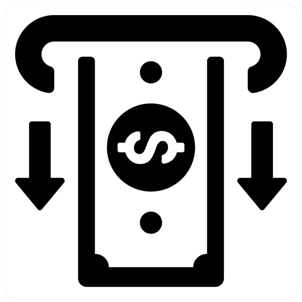 Withdrawl icon concept in black filled color vector