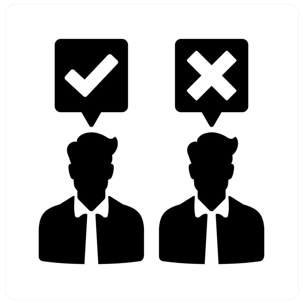 Opinion and conclusion icon concept in black filled color vector