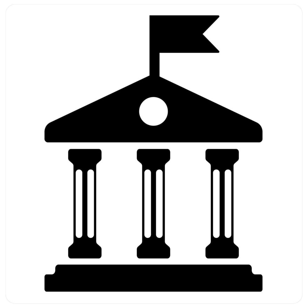 Government and bank icon concept in black filled color vector