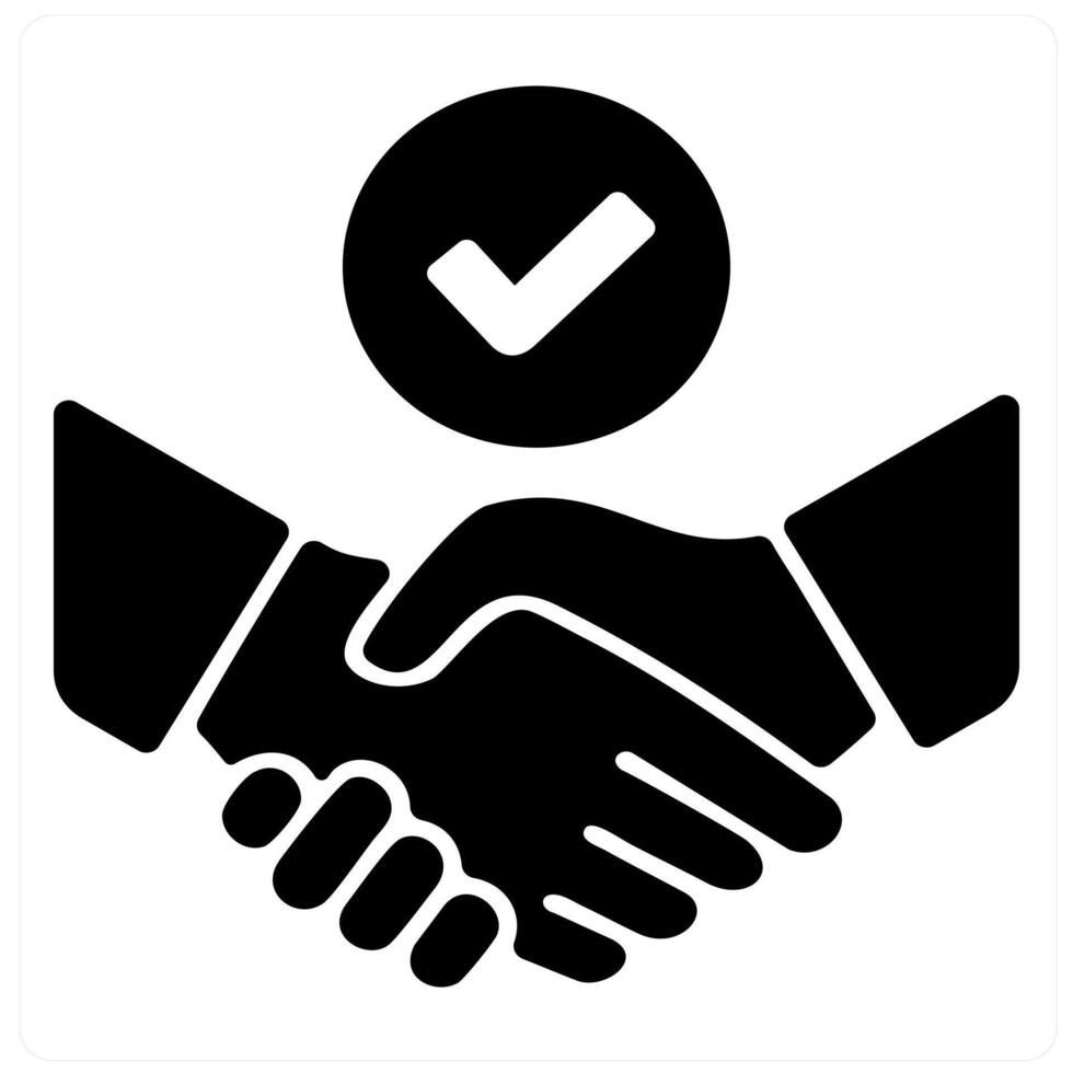 Agreement and deal icon concept in black filled color vector