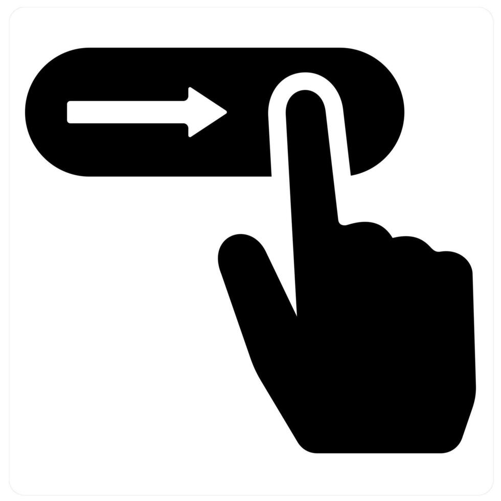 Slide Gesture and hand icon concept in black filled color vector