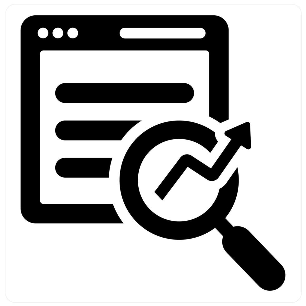 SEO and search concept in black filled color vector