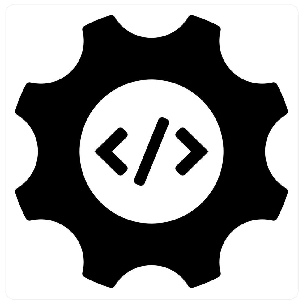 Programming languages and code icon concept in black filled color vector