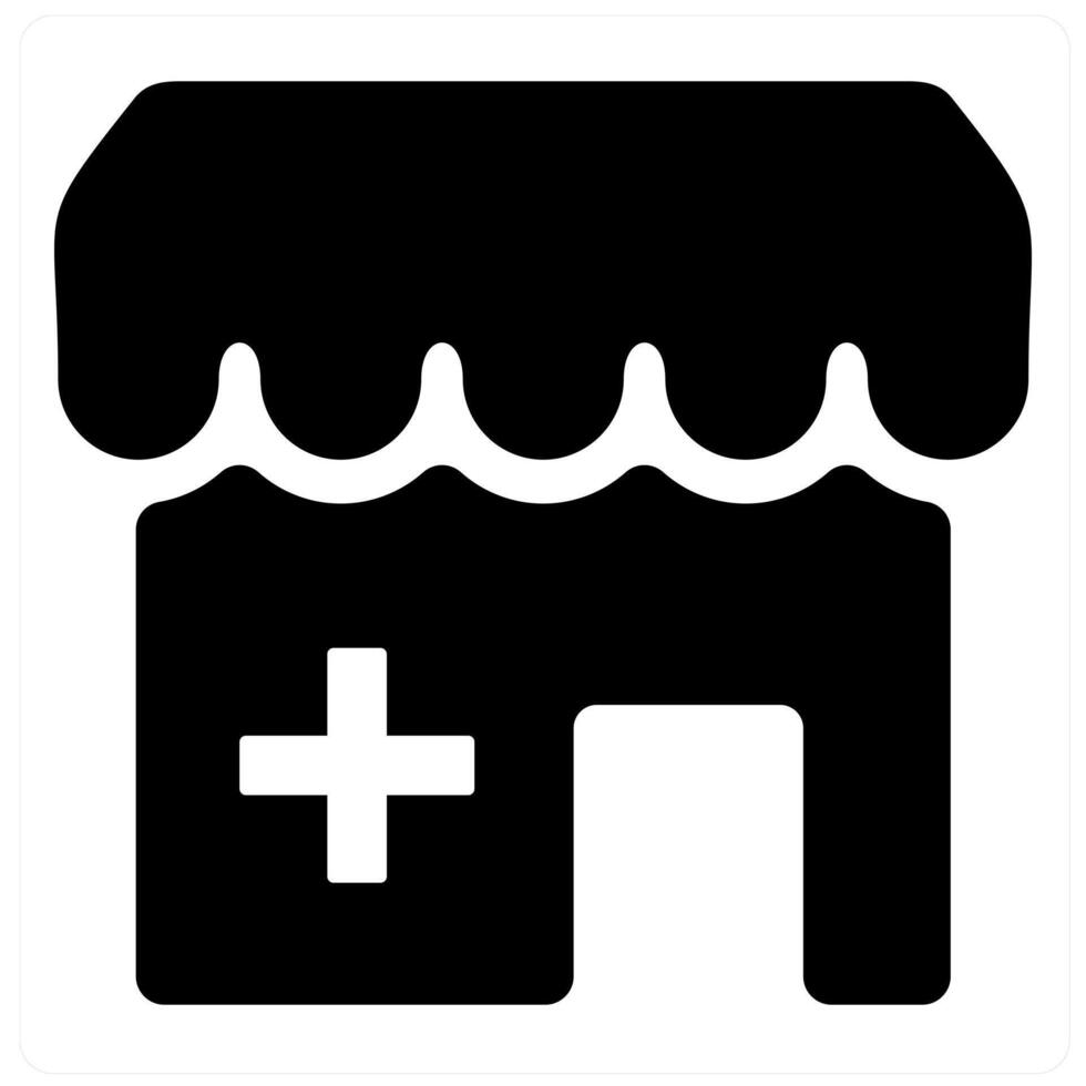 Pharmacy and store icon concept in black filled color vector