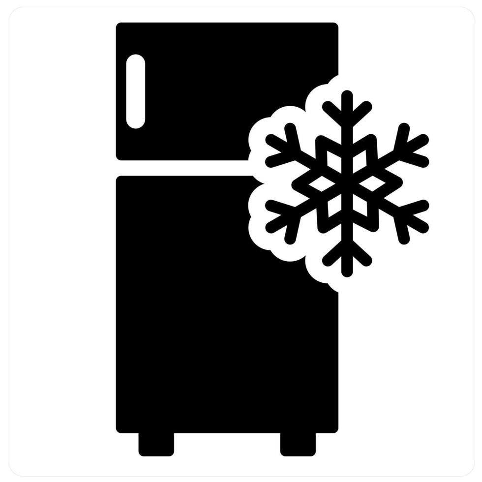 Refrigerator and food icon concept in black filled color vector